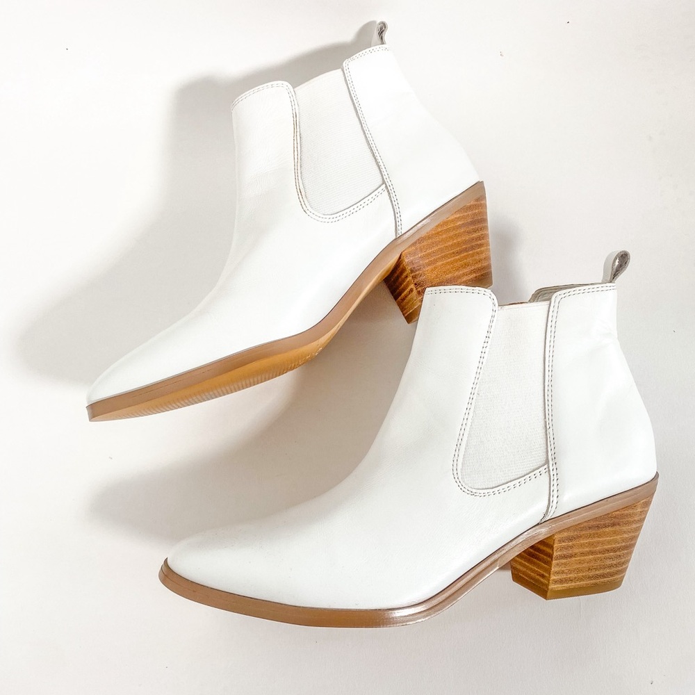 Marc Fisher Women's White Leather Ankle Boots